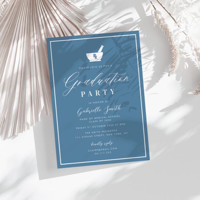 blue white frame pharmacy graduation party invitation (Creator Uploaded)