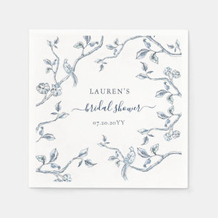 Blue & white French toile Bridal Shower Napkin