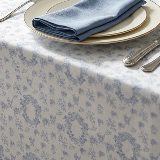 Blue White French Toile Pattern Tablecloth (Creator Uploaded)