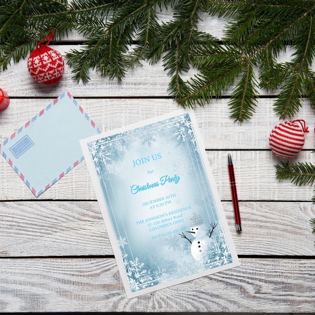 Blue & White Frosty Elegant Christmas Invitation  (Creator Uploaded)