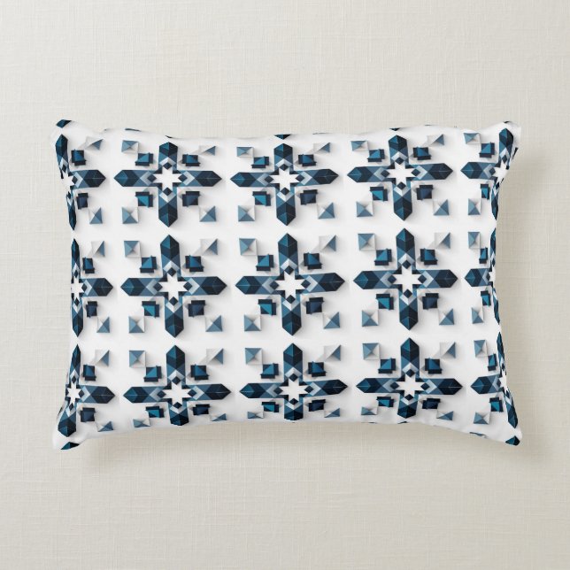 🌊Blue White Geometric Abstract Modern Decorative Cushion (Front)