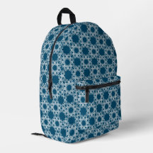 Blue_White Geometric  Backpack by Joya Eve