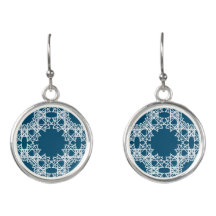 Blue_White Geometric Designed Earrings by Joya Eve