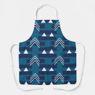 Blue White Geometric Pattern Decorative Apron