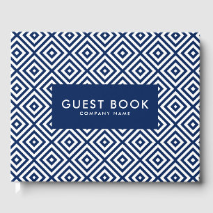 Blue & White Geometric Pattern Guest Book