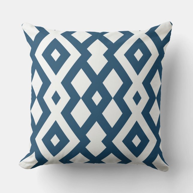 Blue/White Geometric Pillow (Front)