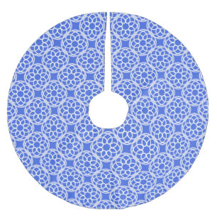 Blue White Geometric Seamless Pattern Brushed Polyester Tree Skirt