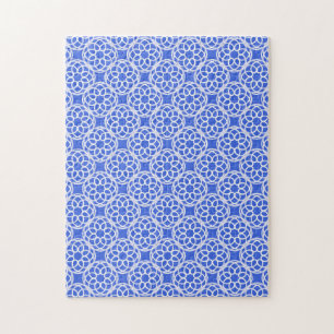 Blue White Geometric Seamless Pattern Jigsaw Puzzle