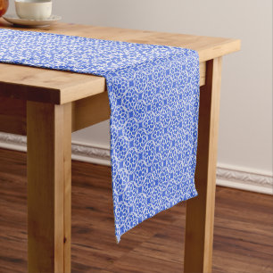 Blue White Geometric Seamless Pattern Short Table Runner