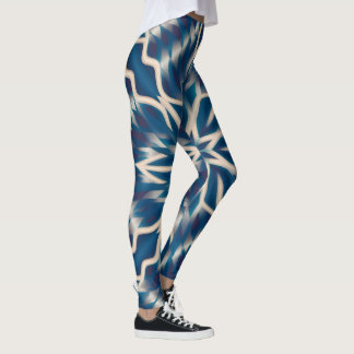 Blue White geometric Watercolor  Leggings