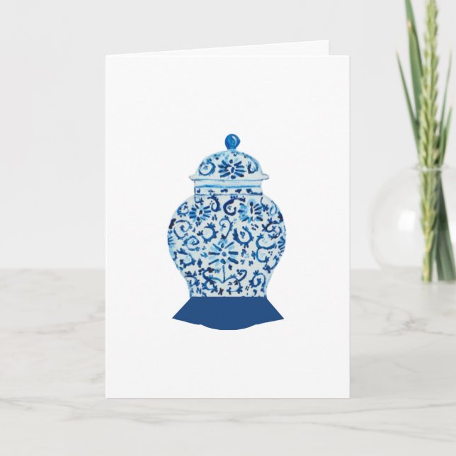 Blue  White Ginger Jar Greeting  Card (Front)