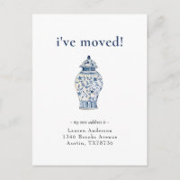 Blue & White Ginger Jar Moving announcement
