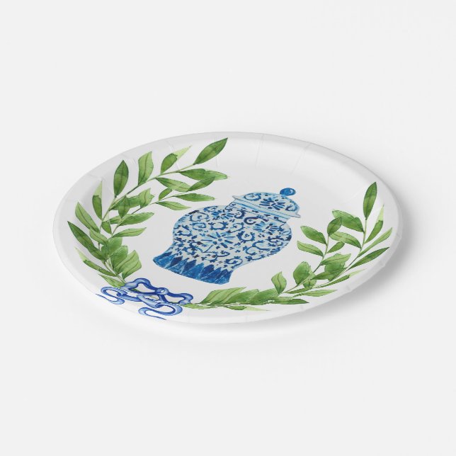 Blue & White Ginger Jar Paper Plate (Angled)