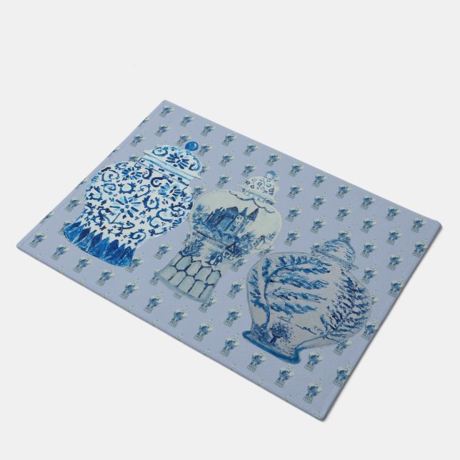 Blue & White Ginger Jars Doormat (Angled)