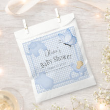 Blue White Gingham Boy Baby Shower