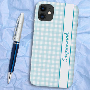 Blue White Gingham Check Custom Case-Mate Case-Mate iPhone Case