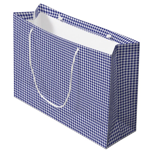 Blue-White Gingham-GIFT BAG L (Front Angled)