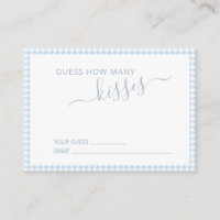 Blue White Gingham How Many Kisses Baby Shower