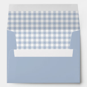 Blue & White Gingham Lined Wedding Invitation Envelope