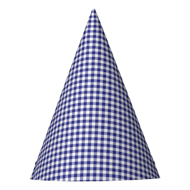 Blue-White Gingham-PAPER PARTY HATS (Front)
