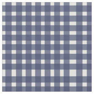 Blue White Gingham Pattern Fabric