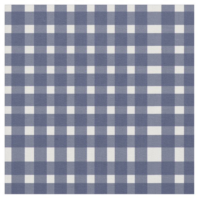 Blue White Gingham Pattern  Fabric (Close Up)