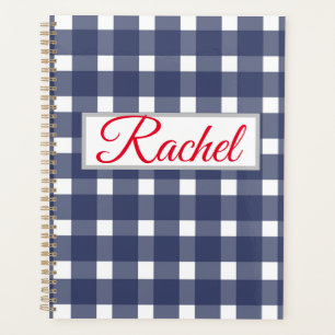Blue White Gingham Personalised Planner