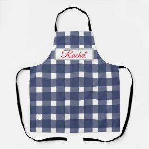 Blue White Gingham Personalized Apron