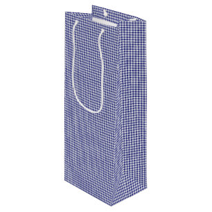 Blue-White Gingham-WINE GIFT BAG