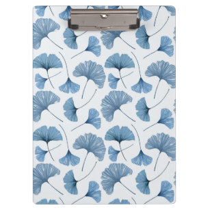Blue & White Gingko leaf pattern Clipboard