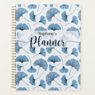 Blue & White Gingko leaf pattern Planner