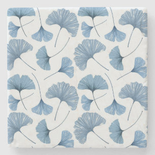 Blue & White Gingko leaf pattern Stone Coaster