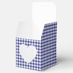Blue-White Ginham-PARTY FAVOR BOX, sq heart Favour Box