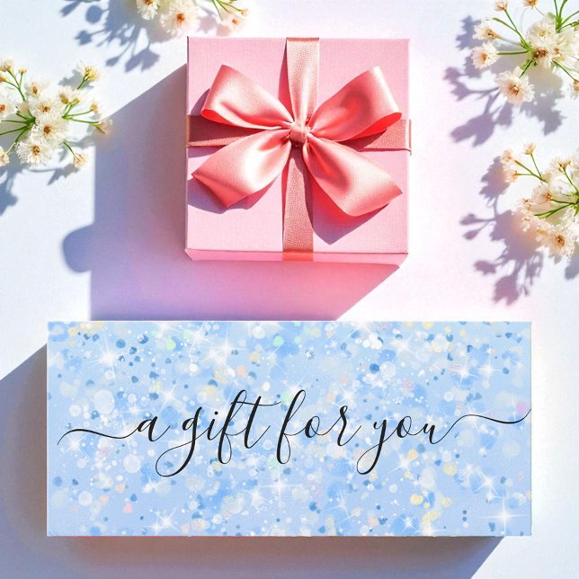 Blue White Glitter Business Gift Certificate (Creator Uploaded)