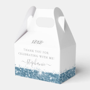 Blue White Glitter Confetti Thank You Favour Box