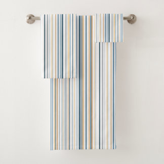 Blue white gold beach bathroom coastal bath towel set