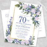 Blue White Gold Floral 70th Birthday Party  Invitation Postcard<br><div class="desc">Honour a special woman with this elegant and feminine birthday party invitation postcard.</div>