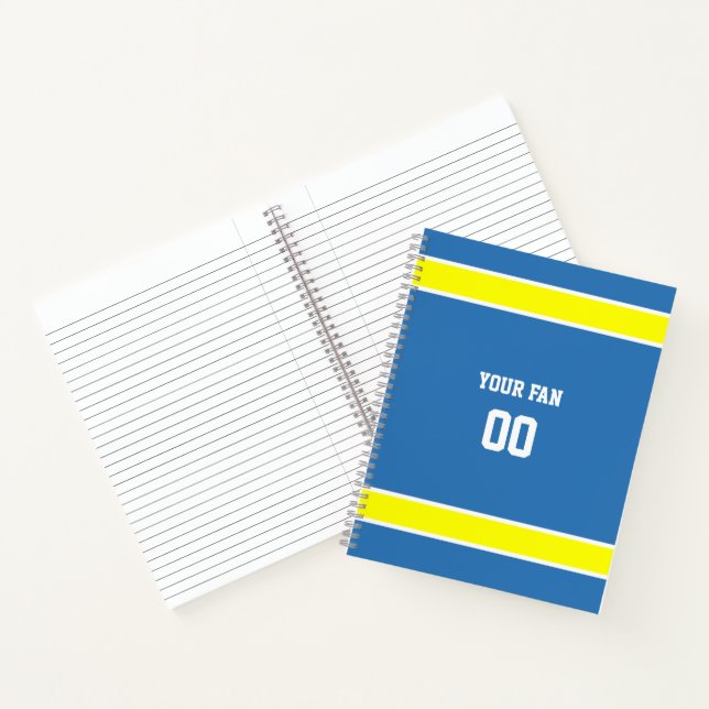 Blue, White & Gold Football Team Spiral Notebook (Inside)