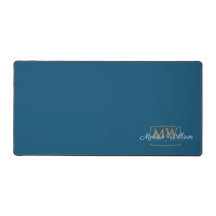 Blue White Gold Monogram Name Script
