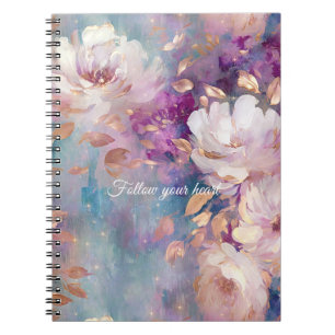 Blue White Gold Purple Floral Notebook