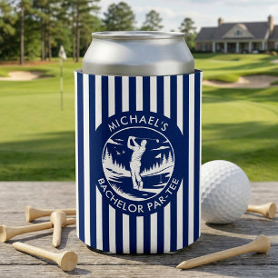 Blue & White Golf Bachelor Party Can Cooler