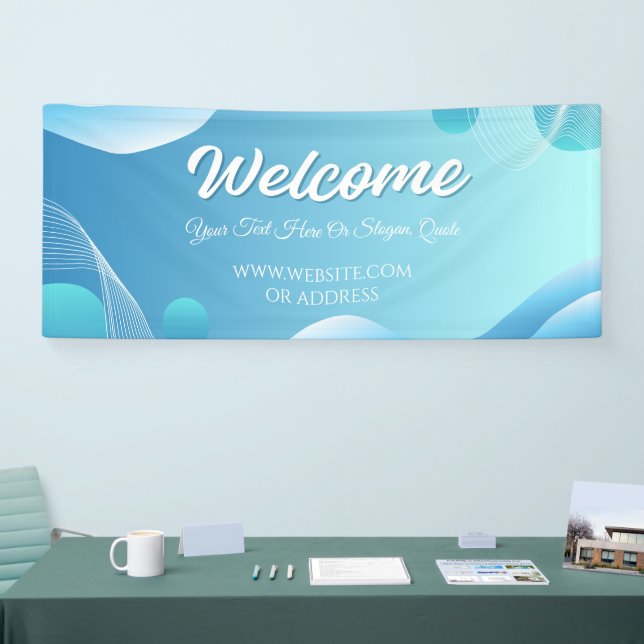Blue White Gradient Modern Welcome Event Display  Banner (Tradeshow)