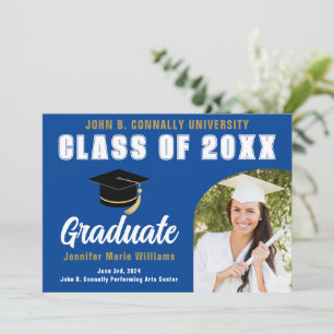 Blue White Graduate Bold Graduation Photo Arch Announcement