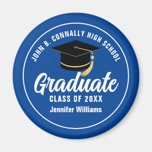 Blue White Graduate Custom 2025 Graduation Party Magnet