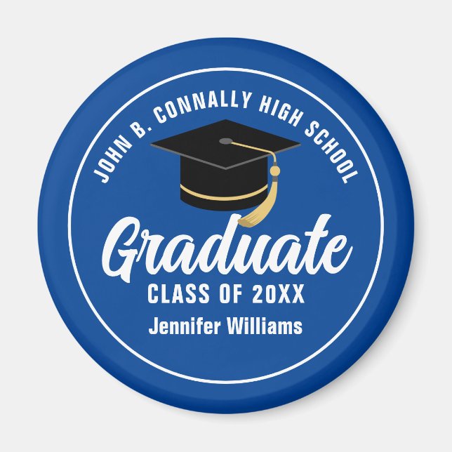 Blue White Graduate Custom 2025 Graduation Party Magnet (Front)