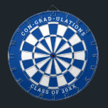Blue & White Graduation | Custom Text Dartboard<br><div class="desc">Change the background colour to the school colour and personalise the text as needed. Congratulate the grad in your life with your desired messages such as "CON-GRAD-ULATIONS CLASS OF 20XX". This dartboard would be great to double as an activity to have at the graduation party as well as a graduation...</div>