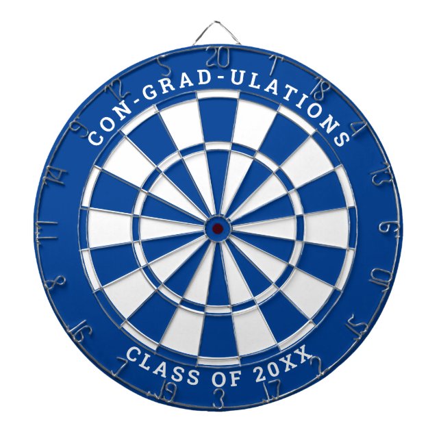 Blue & White Graduation | Custom Text Dartboard (Front)
