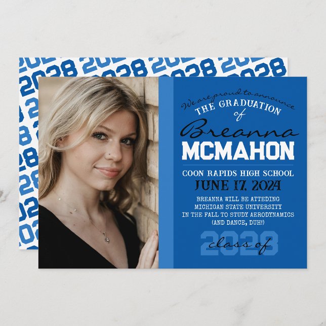 Blue & White Graduation Photo Announcement (Creator Uploaded)