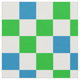 Blue White Green Chequered Design Fabric