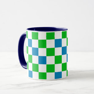 Blue White Green Chequered Design Mug